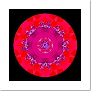 Fractal Mandala Pink and Orange Diamonds Posters and Art